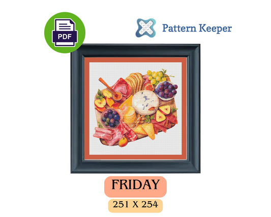 Friday Charcuterie Board Cross Stitch Pattern