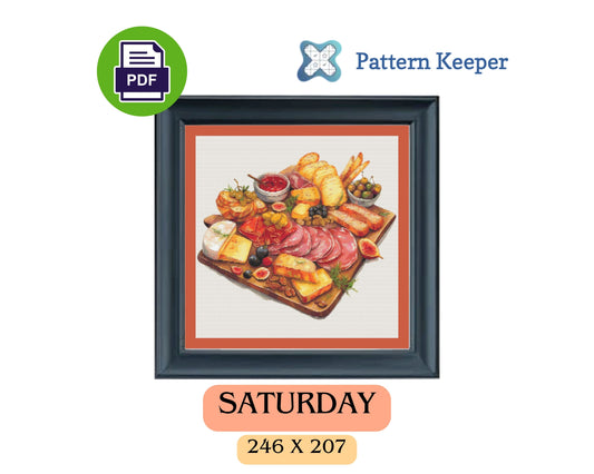 Saturday Charcuterie Board Cross Stitch Pattern