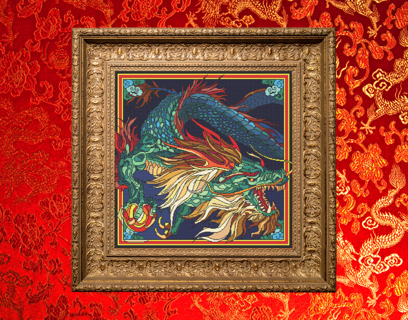 Majestic Chinese Dragon Cross Stitch Chart