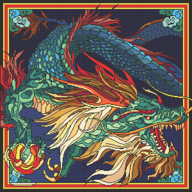 Majestic Chinese Dragon Cross Stitch Chart