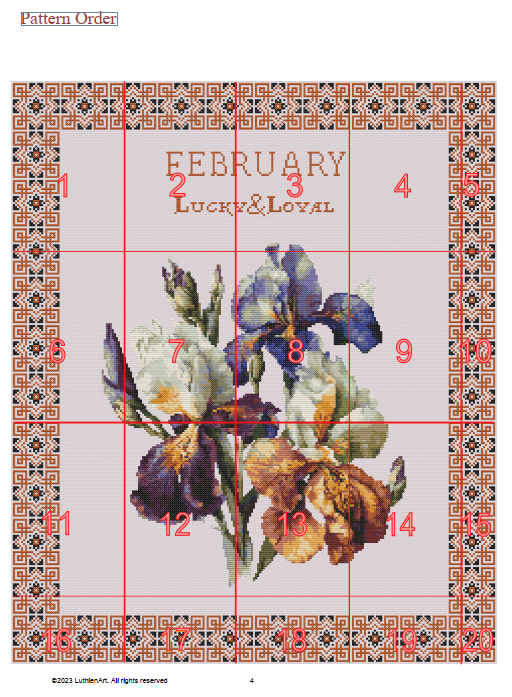 Vintage February Birth Month Flower Cross Stitch Sampler