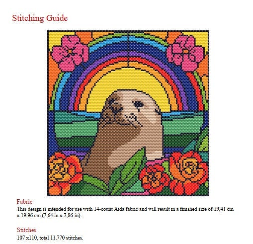 Stained Glass Seal Cross Stitch Pattern