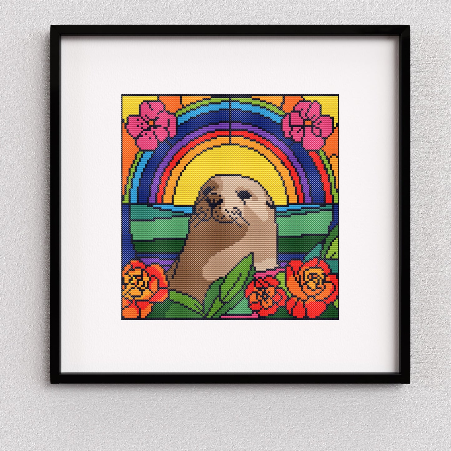 Stained Glass Seal Cross Stitch Pattern