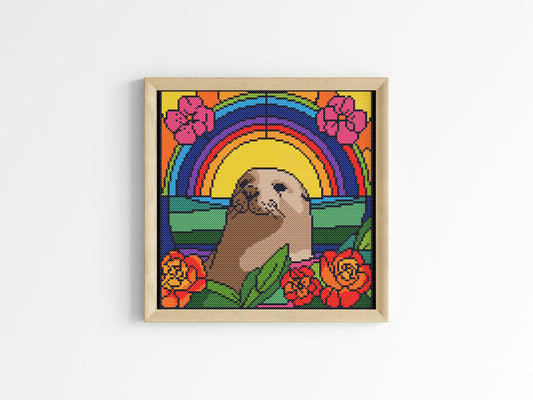 Stained Glass Seal Cross Stitch Pattern