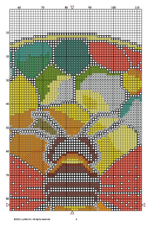 Stained Glass Bee Cross Stitch Pattern - Green & Yellow