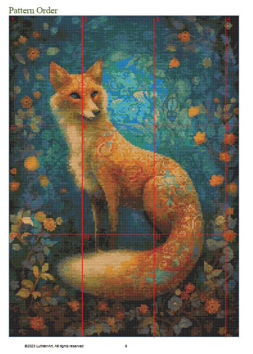 Vintage Fantasy Forest Fox Cross Stitch Chart