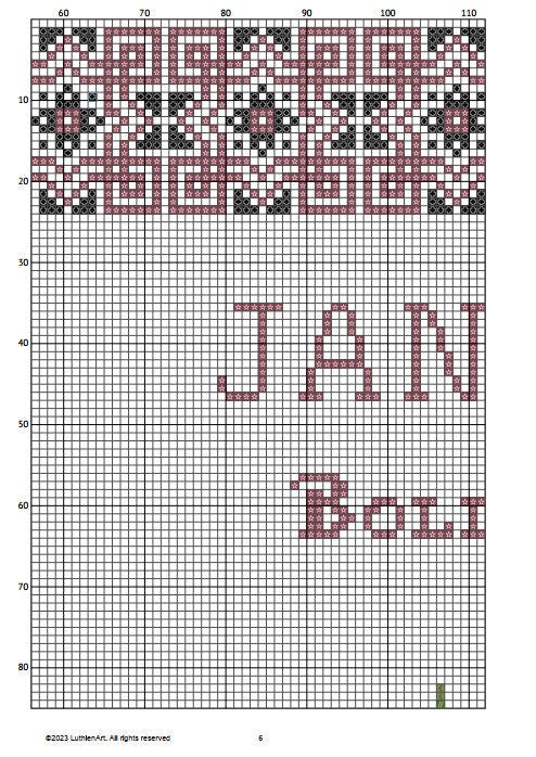 Vintage January Birth Month Flower Cross Stitch Sampler