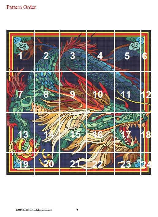 Majestic Chinese Dragon Cross Stitch Chart