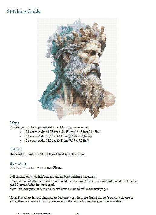 Ancient World Zeus Cross Stitch Pattern