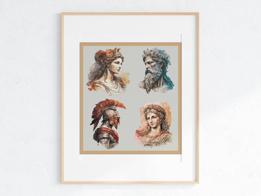 Ancient World Gods Collage Cross Stitch Pattern