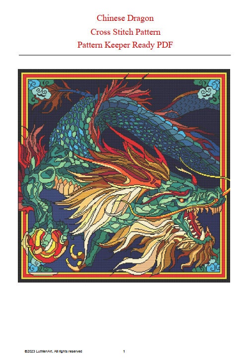 Majestic Chinese Dragon Cross Stitch Chart