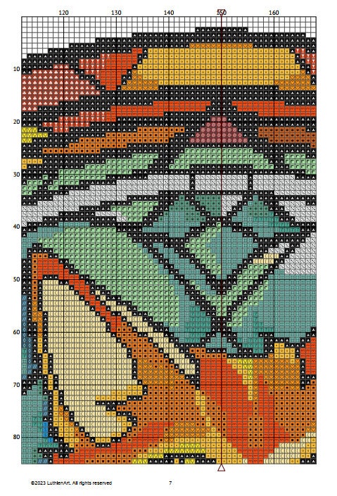 Stained Glass Cats Cross Stitch Pattern - Yellow Long-Haired Domestic Cat