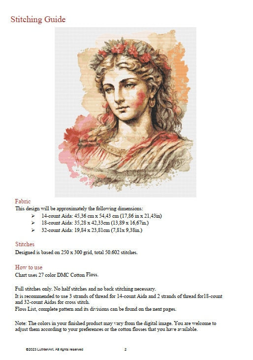 Ancient World Aphrodite Cross Stitch Pattern