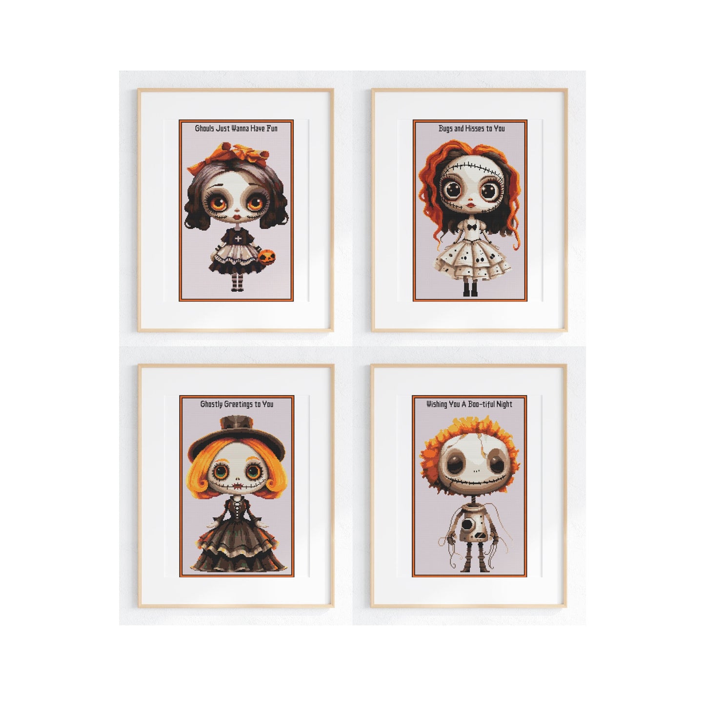 Set of 4 BUNDLE Halloween VooDoo Dolls Cross Stitch Patterns