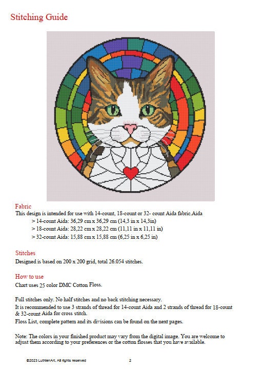 Stained Glass Cats Cross Stitch Pattern - Tabby Cat