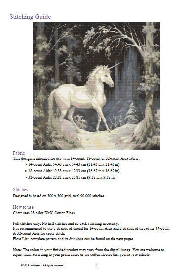 Holly Forest Bliss of The Unicorn Cross Stitch Chart