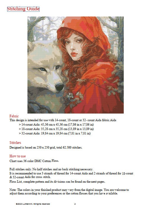 Holly Forest Wolf and The Red Riding Hood Cross Stitch Chart