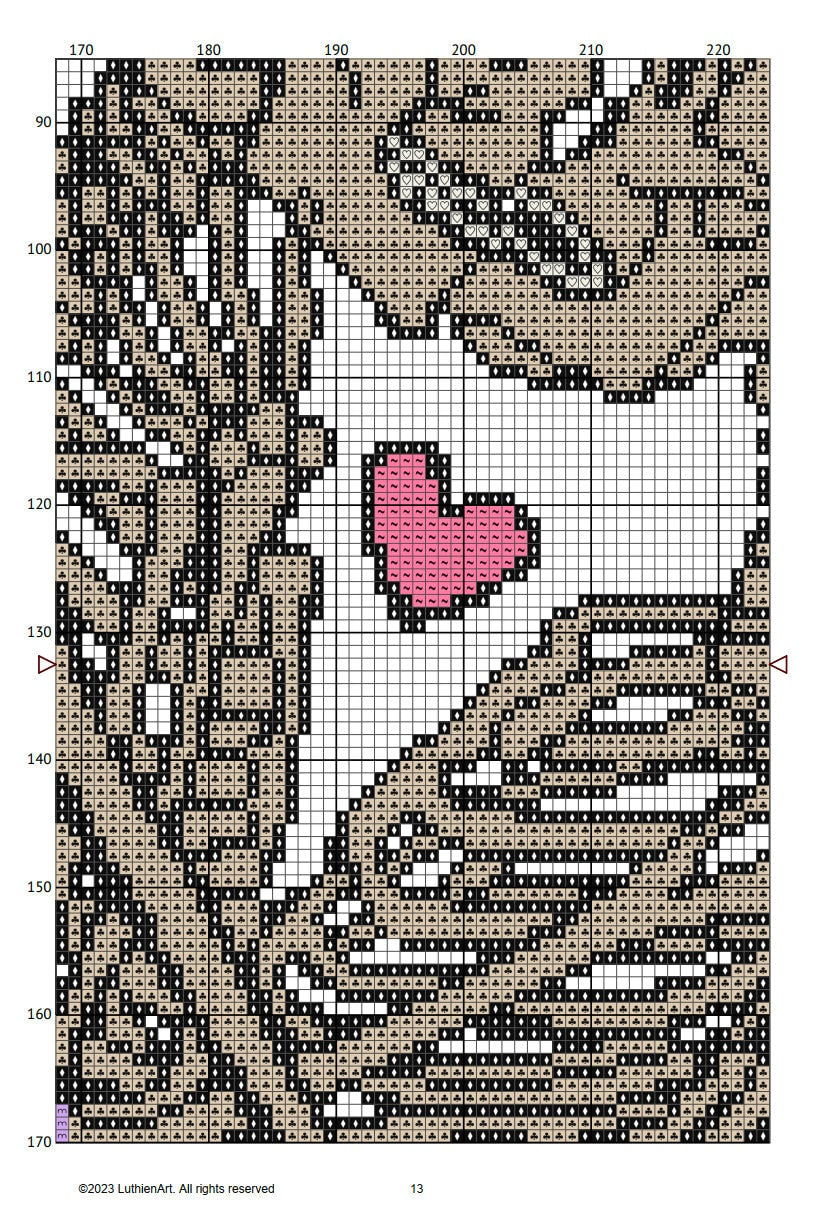 Skeleton Lovers Tarot Cross Stitch Pattern - White Fabric Version