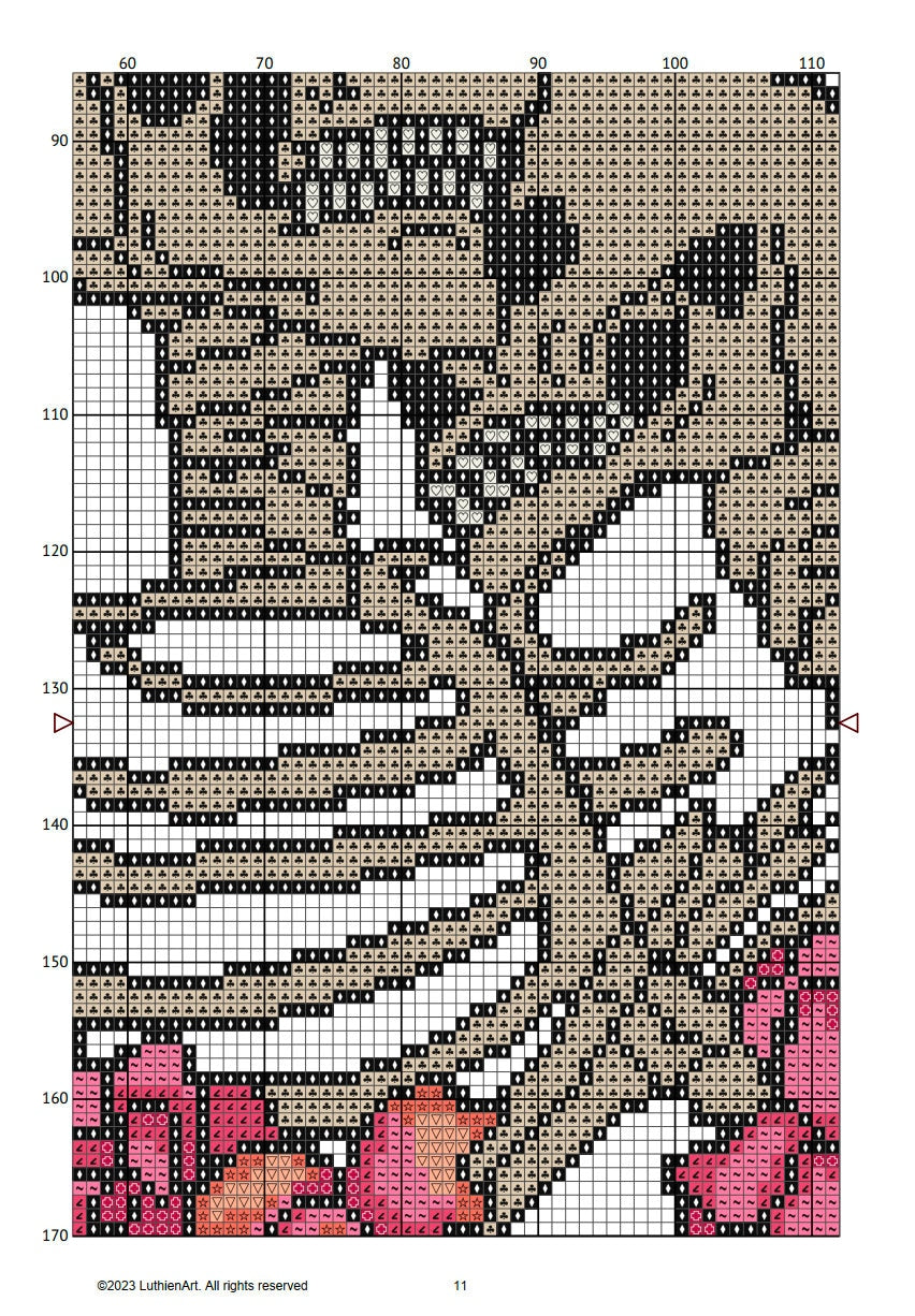 Skeleton Lovers Tarot Cross Stitch Pattern - White Fabric Version