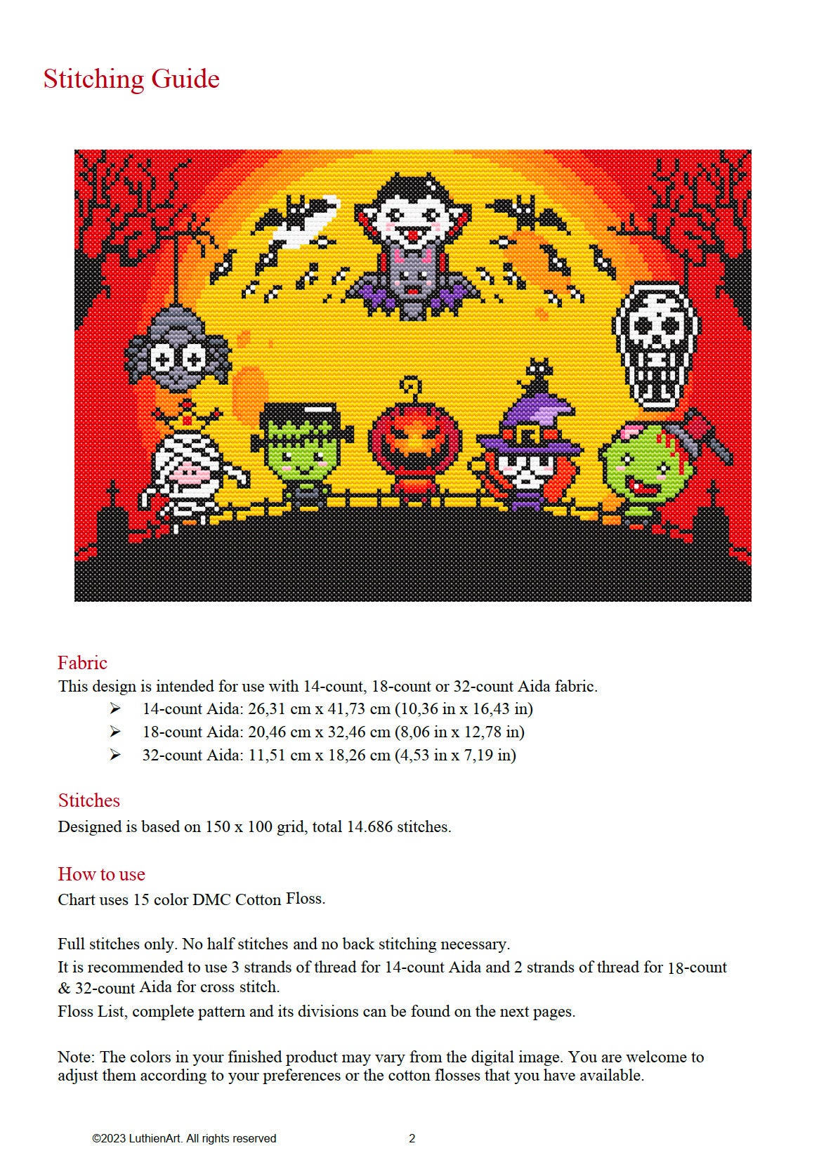 Mini Monsters Halloween Cross Stitch Pattern