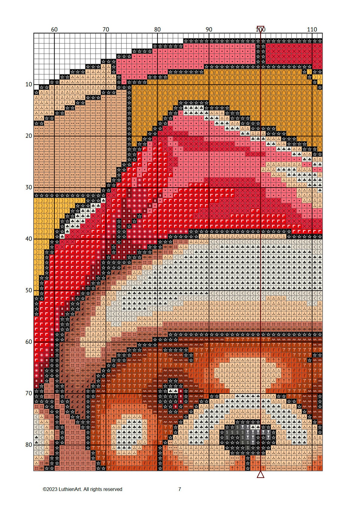 Stained Glass Teddy Bear Christmas Cross Stitch Pattern