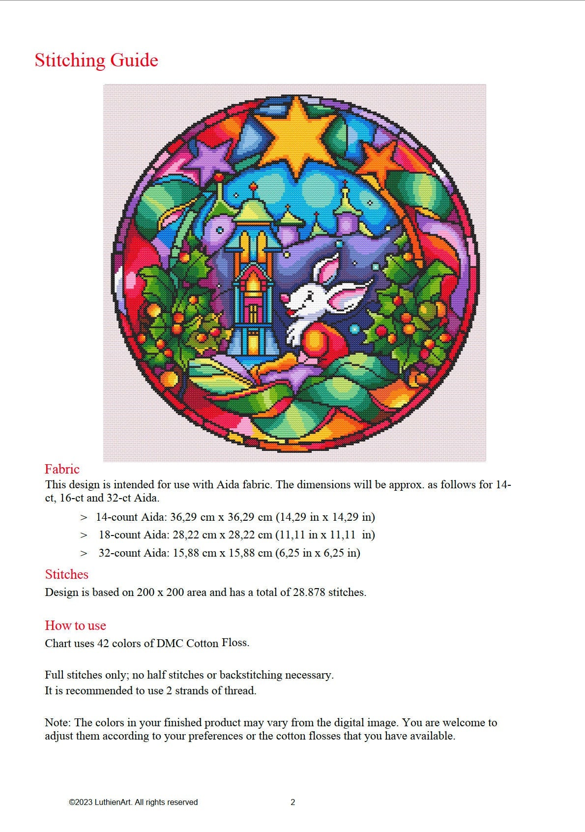 Stained Glass Fairy Christmas Cross Stitch Pattern