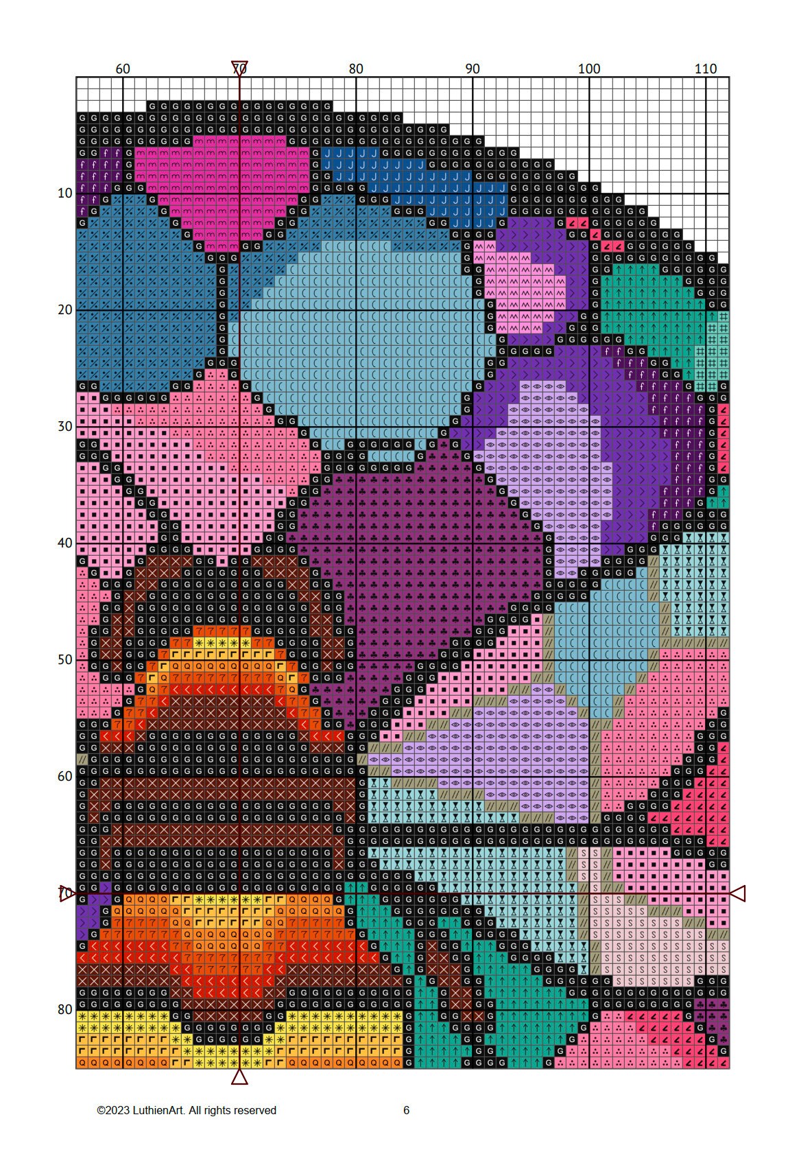 Stained Glass Bee Cross Stitch Pattern - Pink & Purple