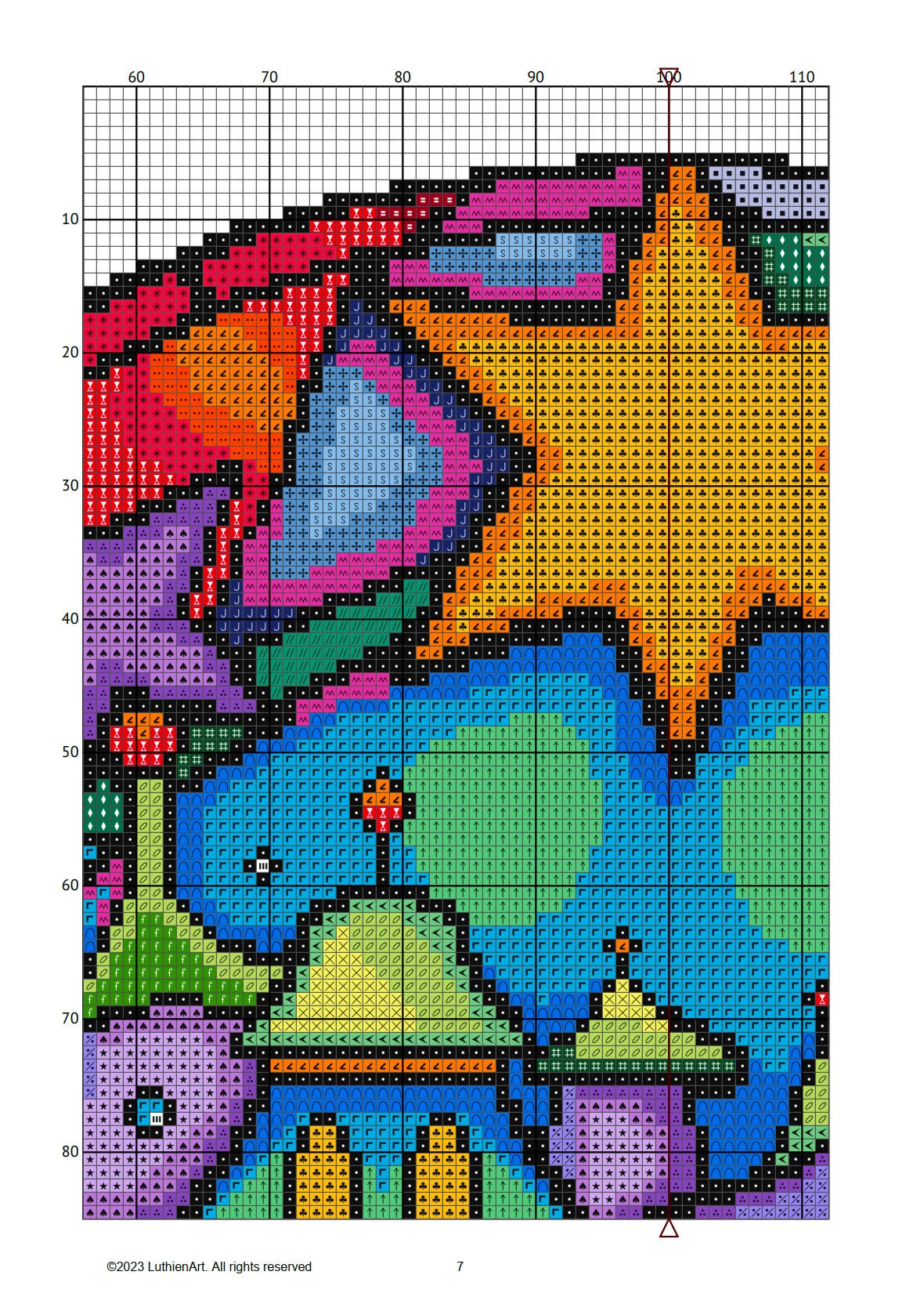 Stained Glass Fairy Christmas Cross Stitch Pattern