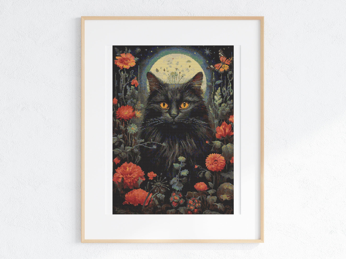 Gothic Botanical Animals Cat Cross Stitch Chart