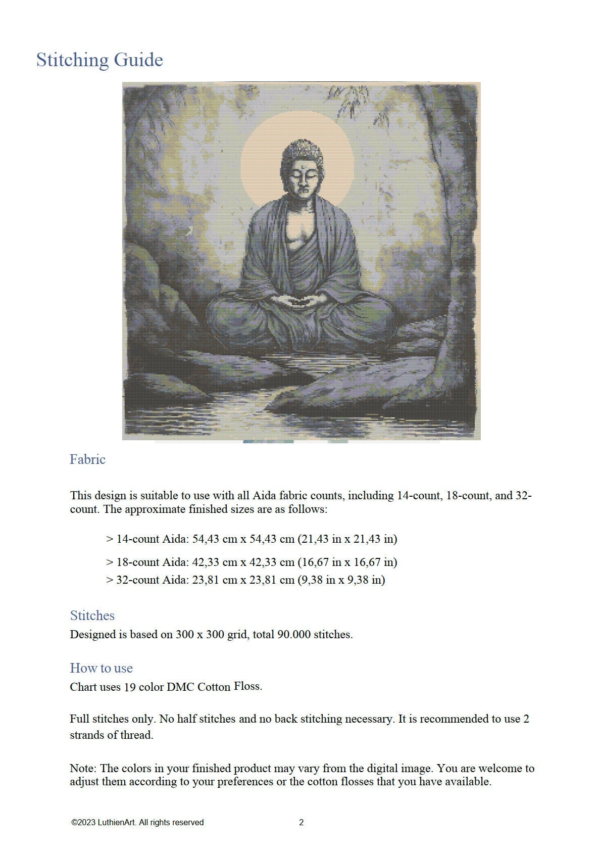 Zen Meditation Cross Stitch Chart