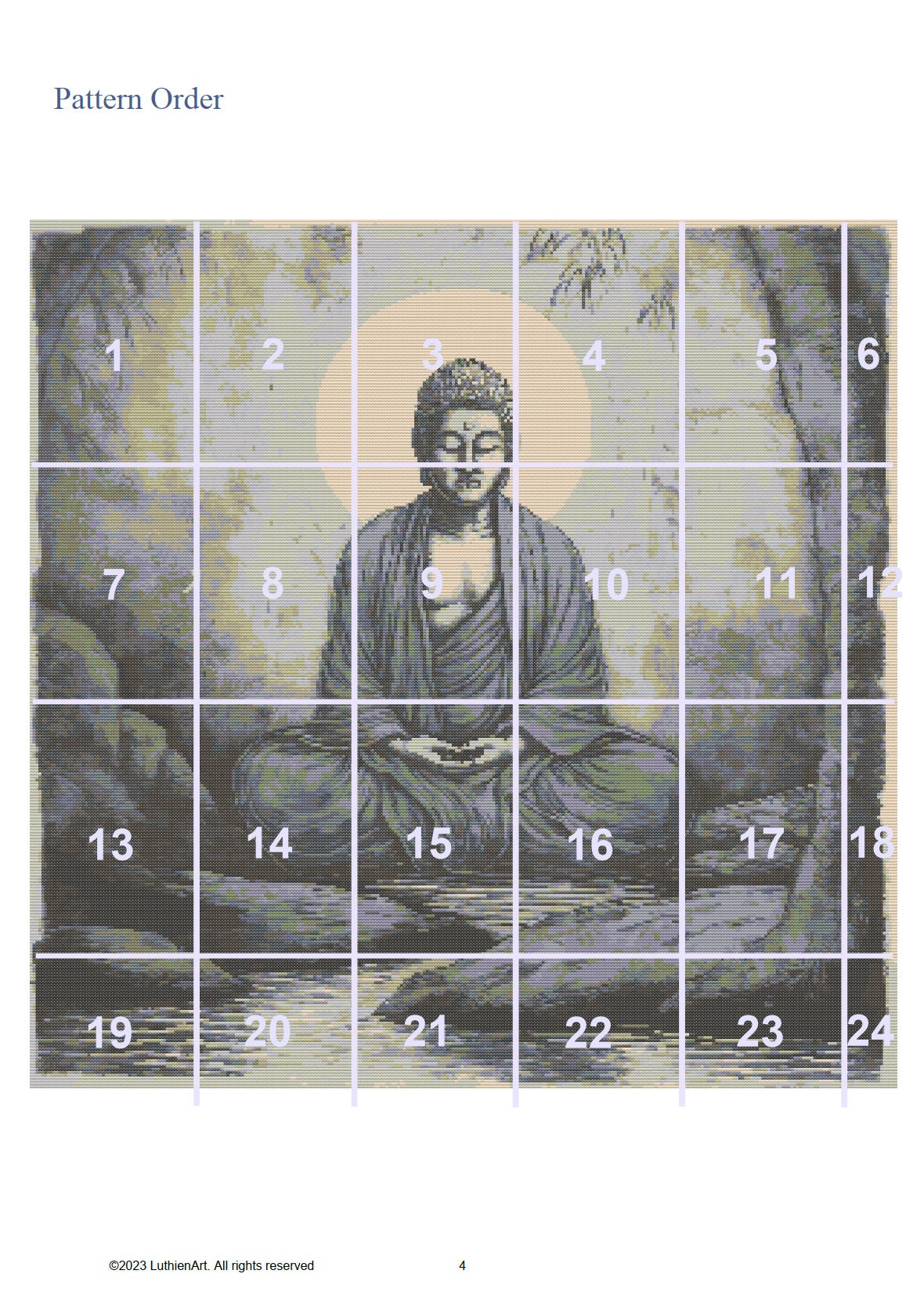 Zen Meditation Cross Stitch Chart