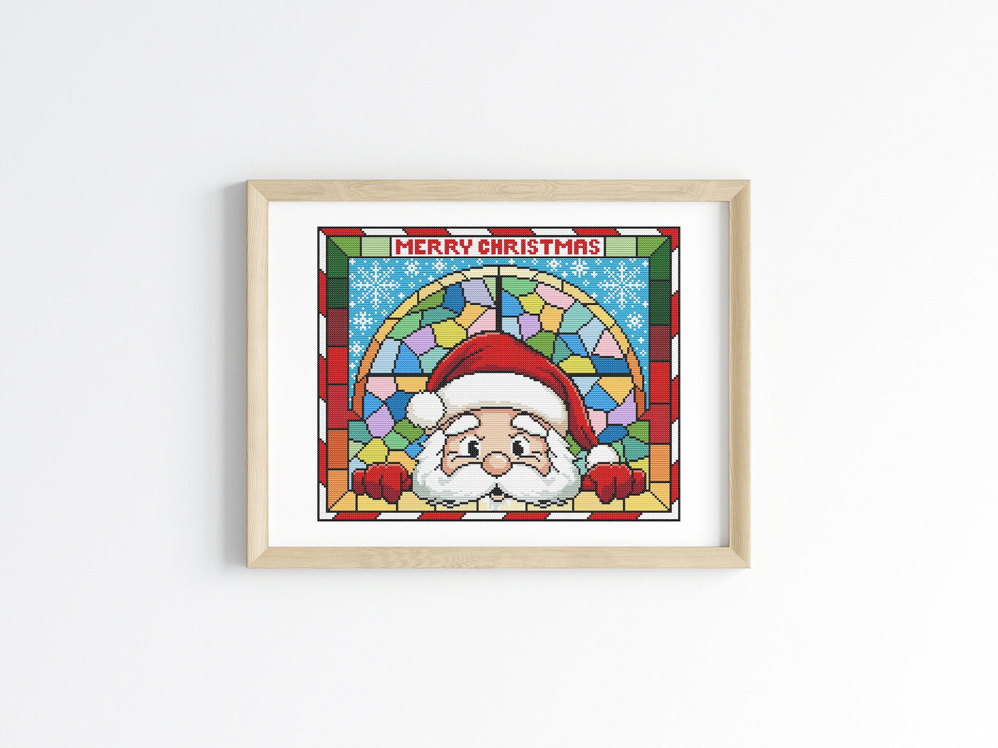 Set of 9 BUNDLE Stained Glass Christmas Cross Stitch Patterns