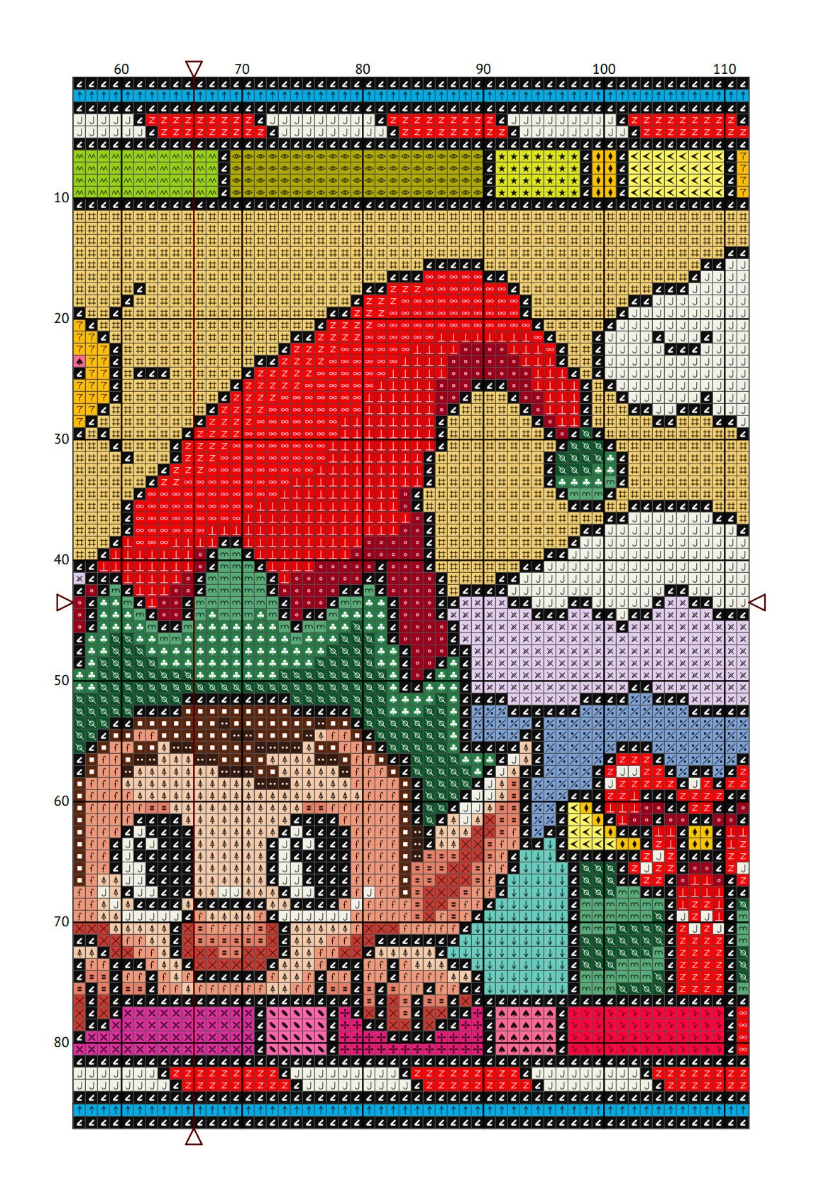 Stained Glass Elf Christmas Peeking Cross Stitch Pattern