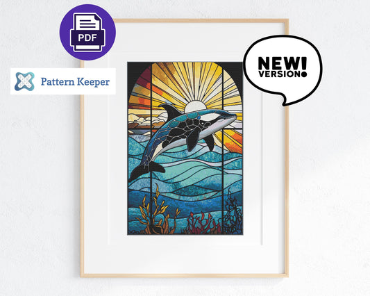 Stained Glass Ocean Collection Orca Cross Stitch Chart