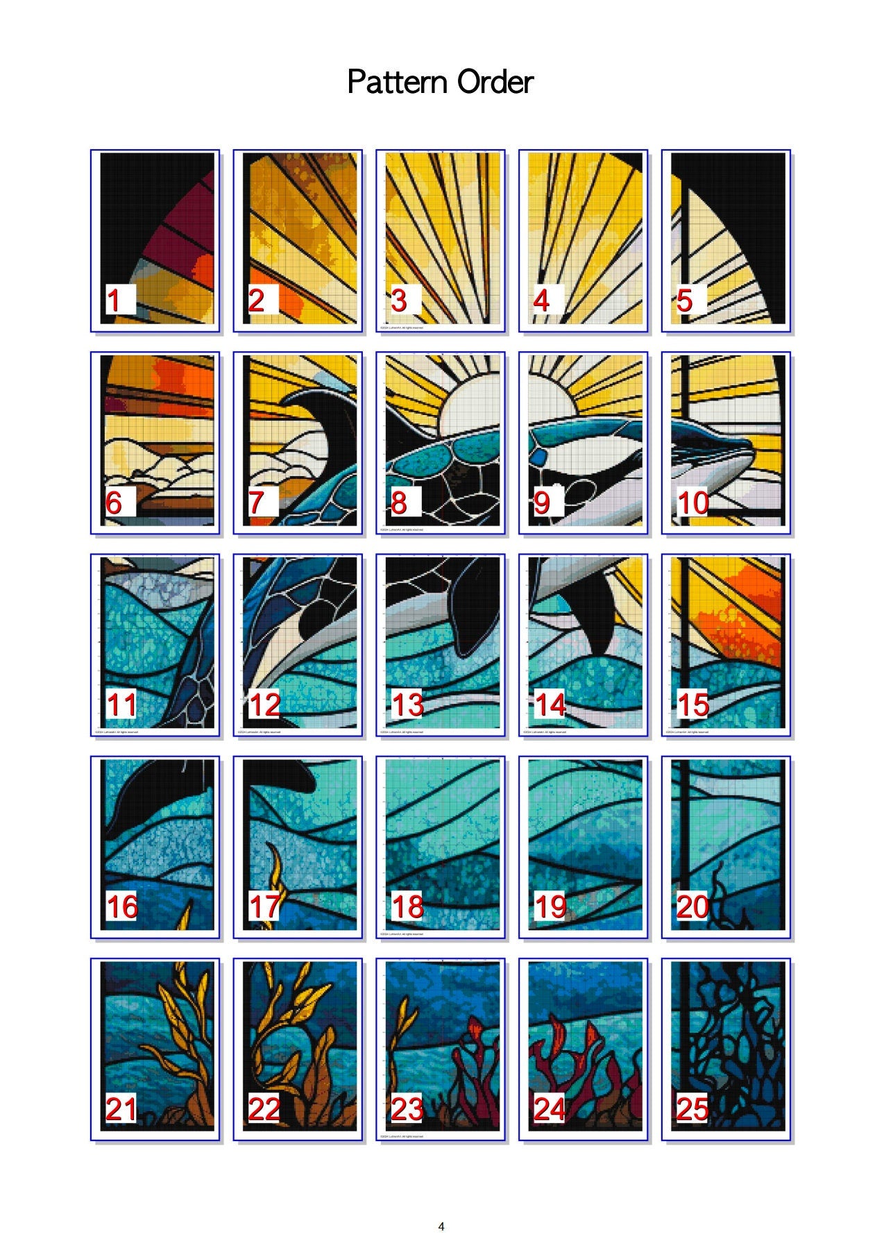 Stained Glass Ocean Collection Orca Cross Stitch Chart