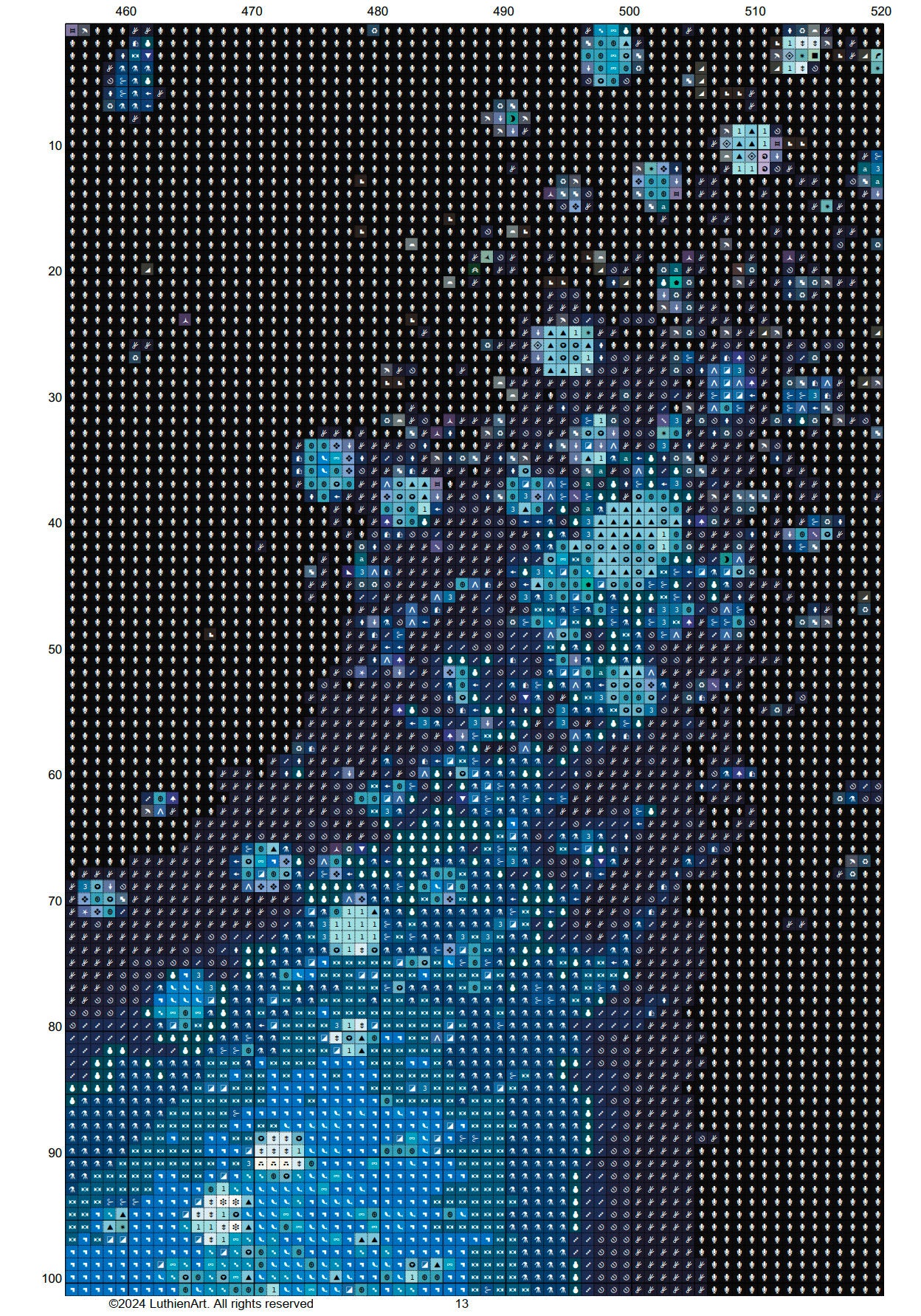 Vintage Starry Night Sky Cross Stitch Chart - Large Size