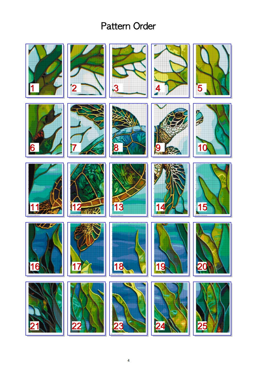 Stained Glass Ocean Collection Sea Turtle Cross Stitch Chart