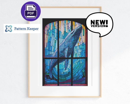 Stained Glass Ocean Collection Whale Cross Stitch Chart