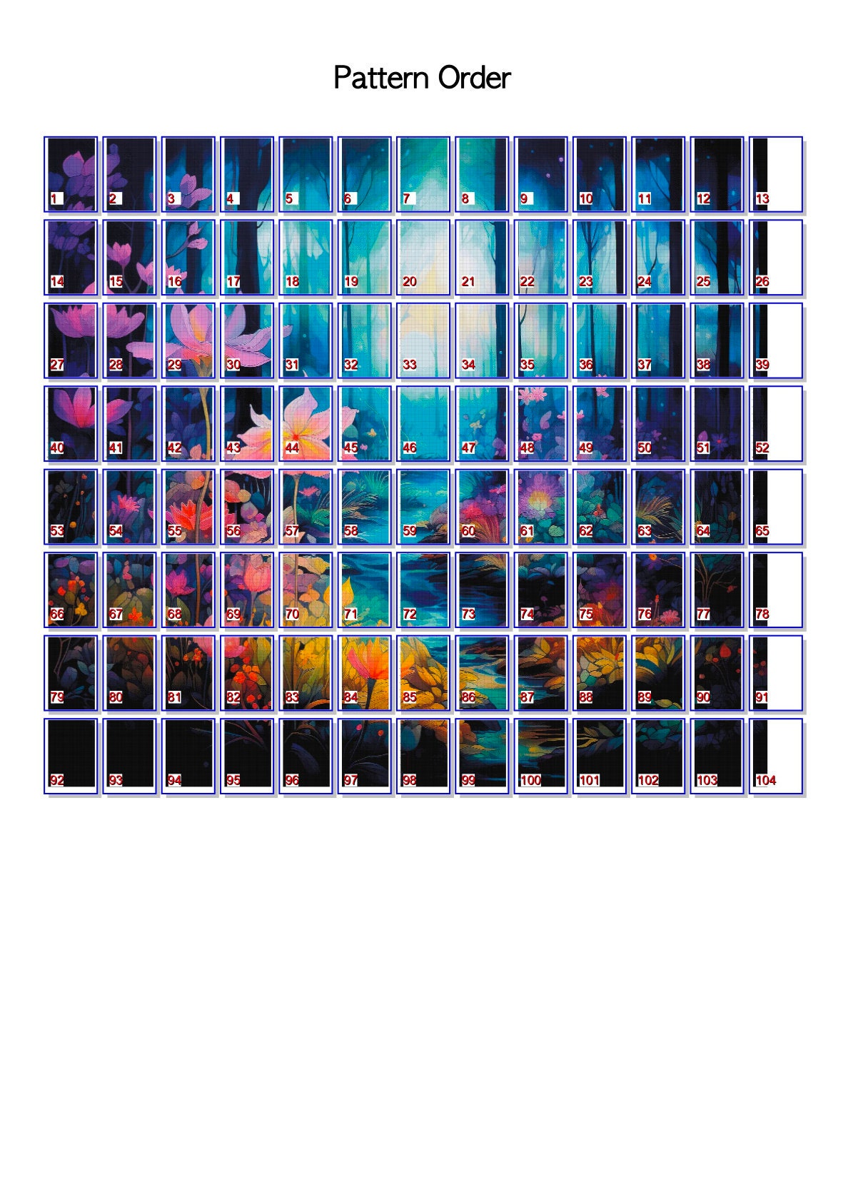 Neon Woodland Whispers Cross Stitch Chart