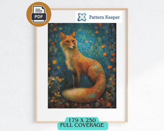 Vintage Fantasy Forest Fox Cross Stitch Chart