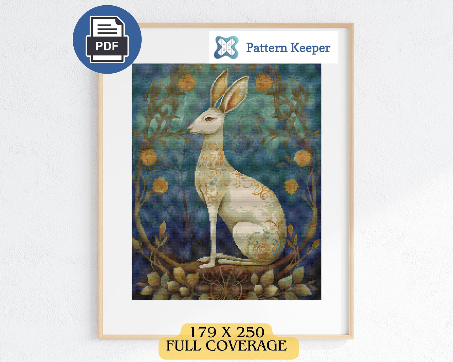 Vintage Fantasy Forest White Rabbit Cross Stitch Chart