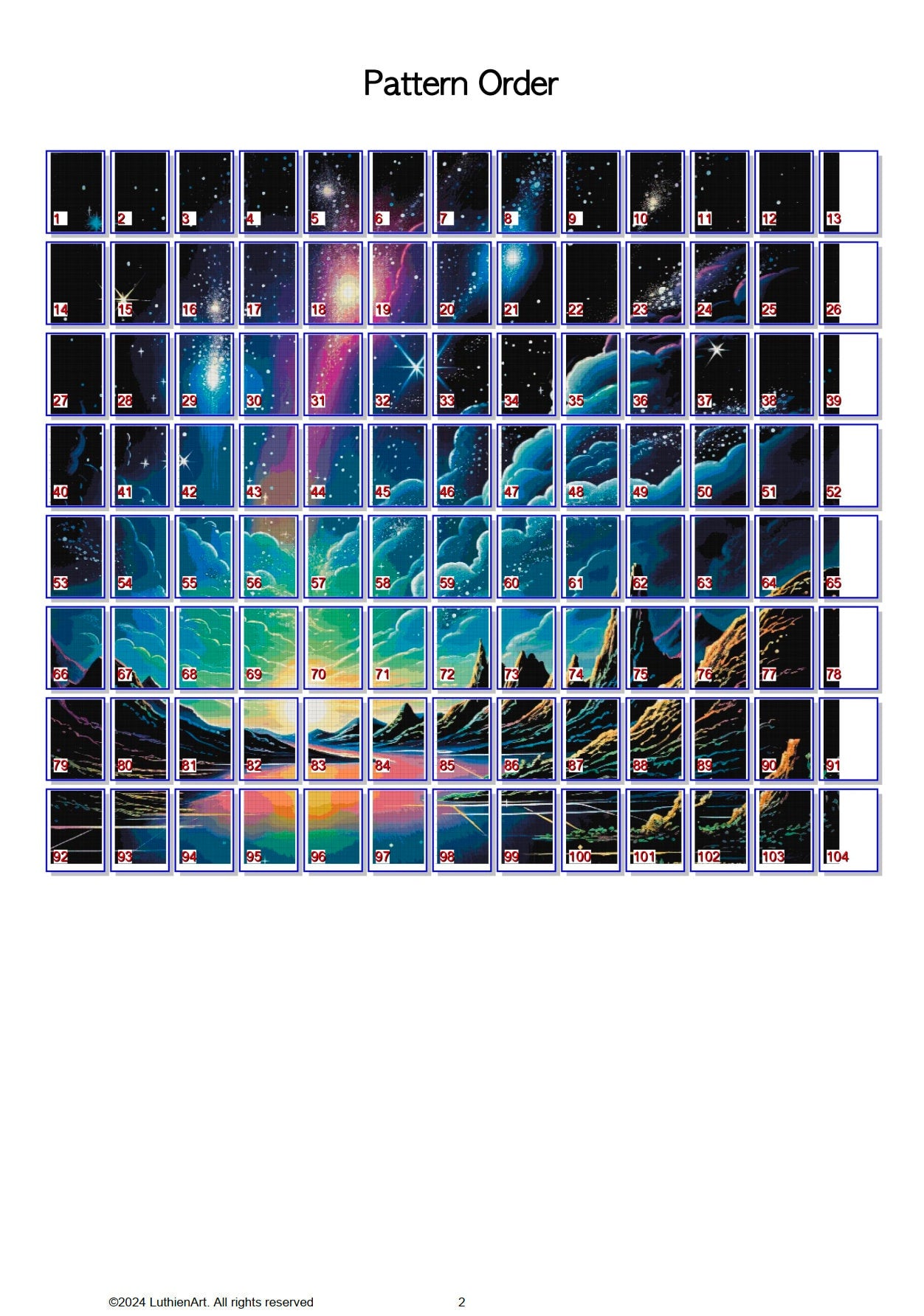 Vintage Starry Night Sky Cross Stitch Chart - Large Size