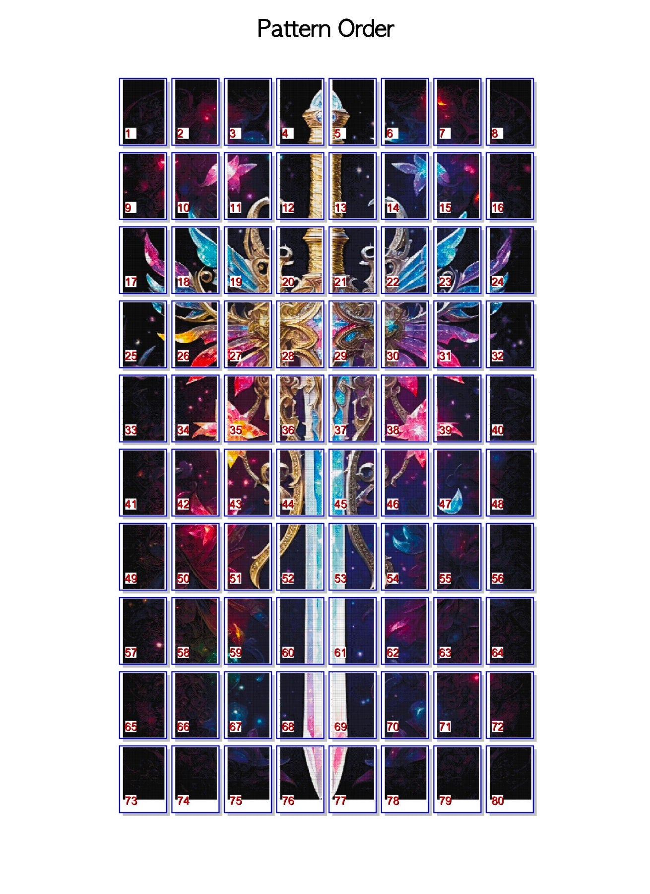 Sword of Celestial Prism Cross Stitch Chart