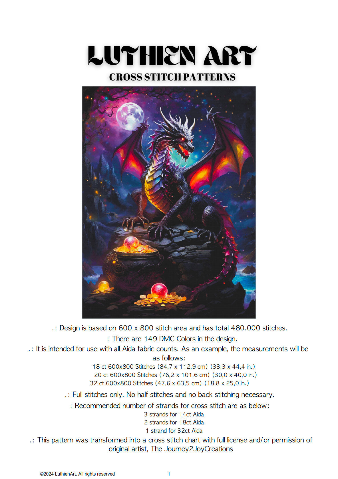 Dragon's Treasure Cross Stitch Chart