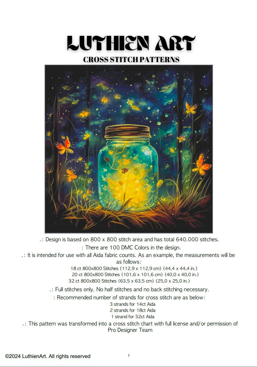 Magical Fireflies Cross Stitch Chart