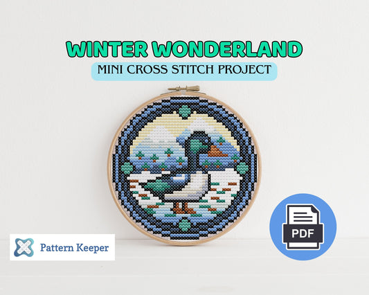 Stained Glass Mini Cross Stitch Duck Pattern