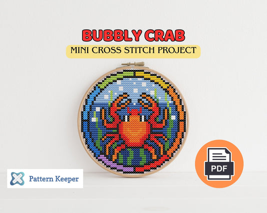 Stained Glass Mini Cross Stitch Crab Pattern