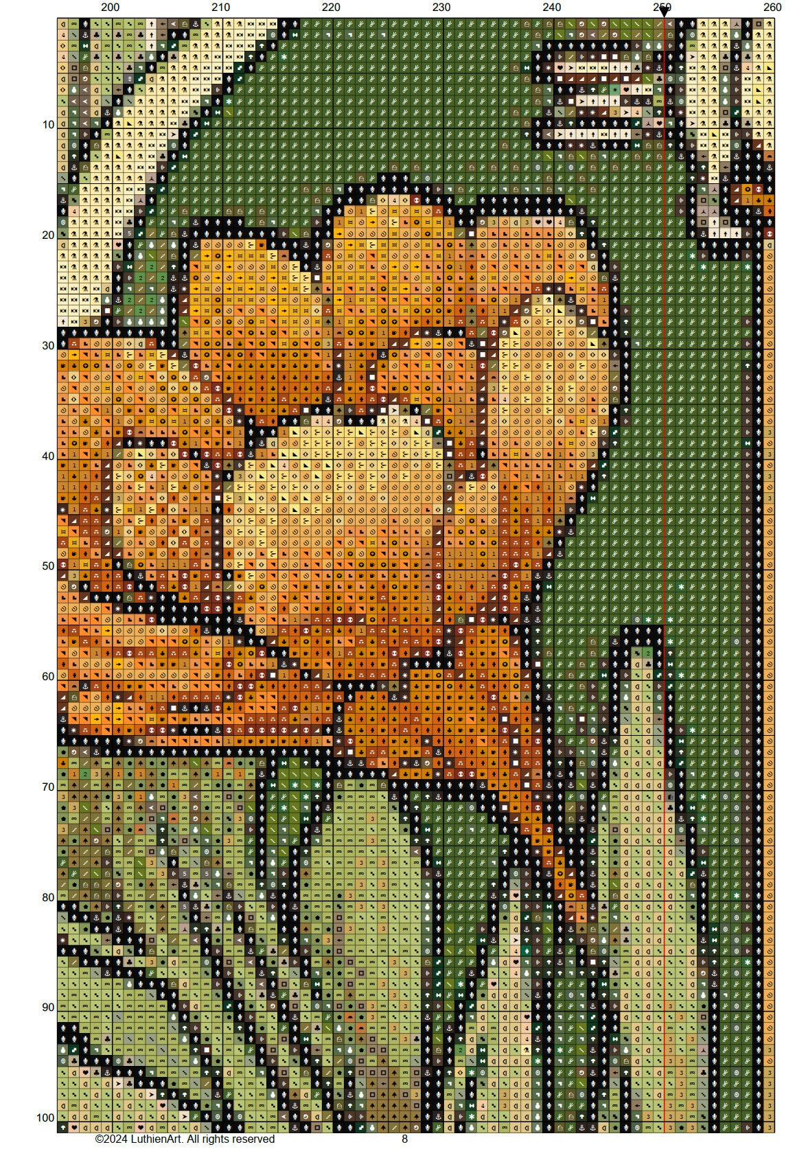 Art Nouveau Floral Cats Cross Stitch Chart