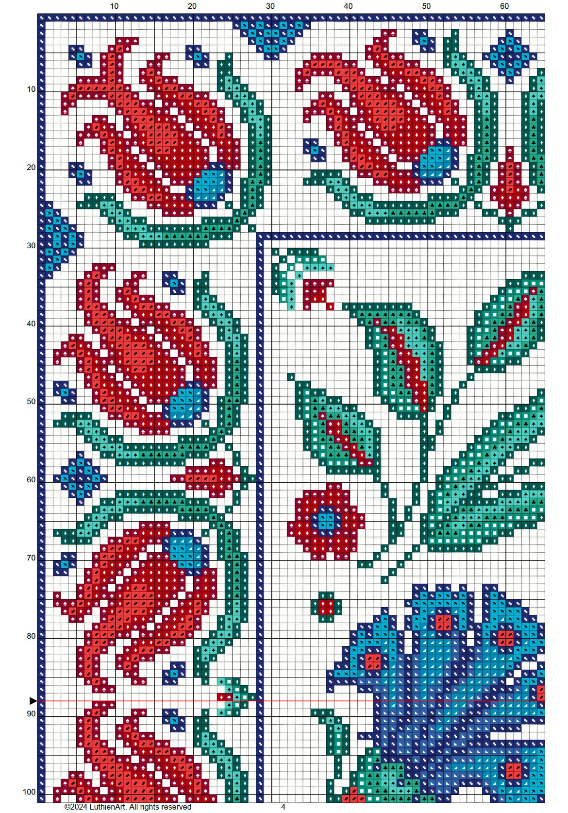 Turkish Tile Art Cross Stitch Sampler