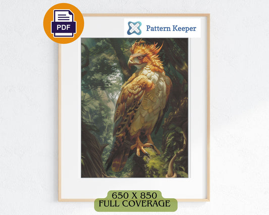 Golden Crowned Eagle Cross Stitch Chart